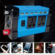 Inversor de corriente de DC12V a AC110V 300W con 4 puertos USB, enchufes universales y pantalla LED