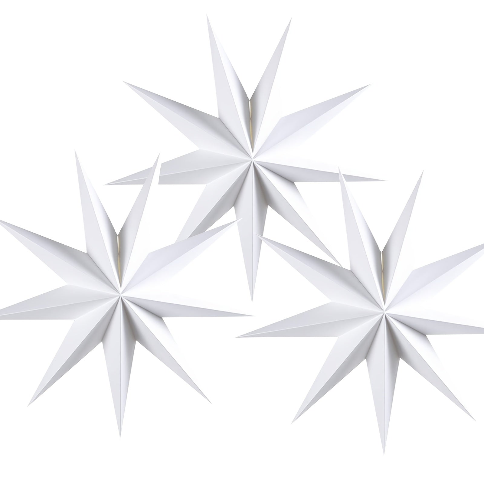 Set de 3 faroles de papel 3D en forma de estrella, decoraciones navideñas para interior, 30.48cm, negro, gris, blanco