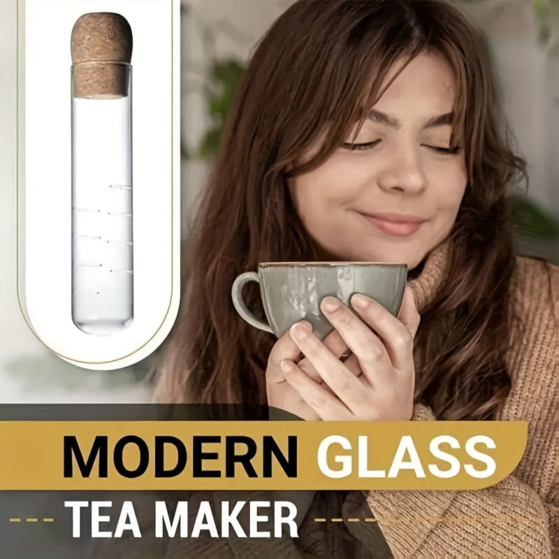 Glass Tea Infuser with Cork Stopper, Clear Test Tube Design for Loose Leaf Brewing