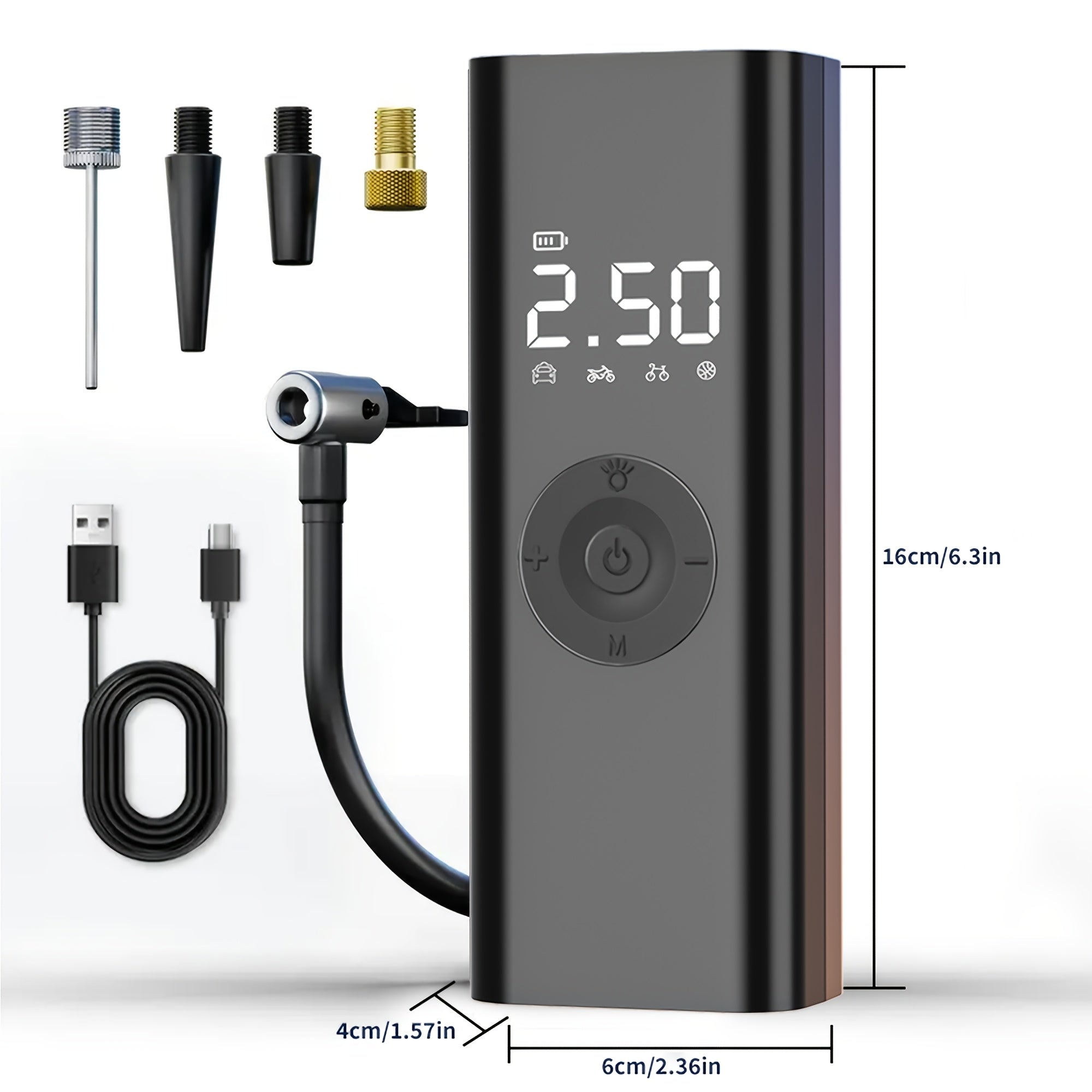 Portable Cordless Tire Inflator Air Compressor with Digital Pressure Gauge