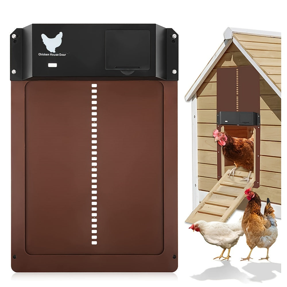 Puerta automática de plástico para gallinero con sensor de luz alimentada por batería