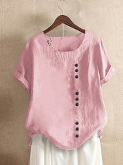 Women's Cotton Solid Color Button-Up Shirt for Spring and Fall
