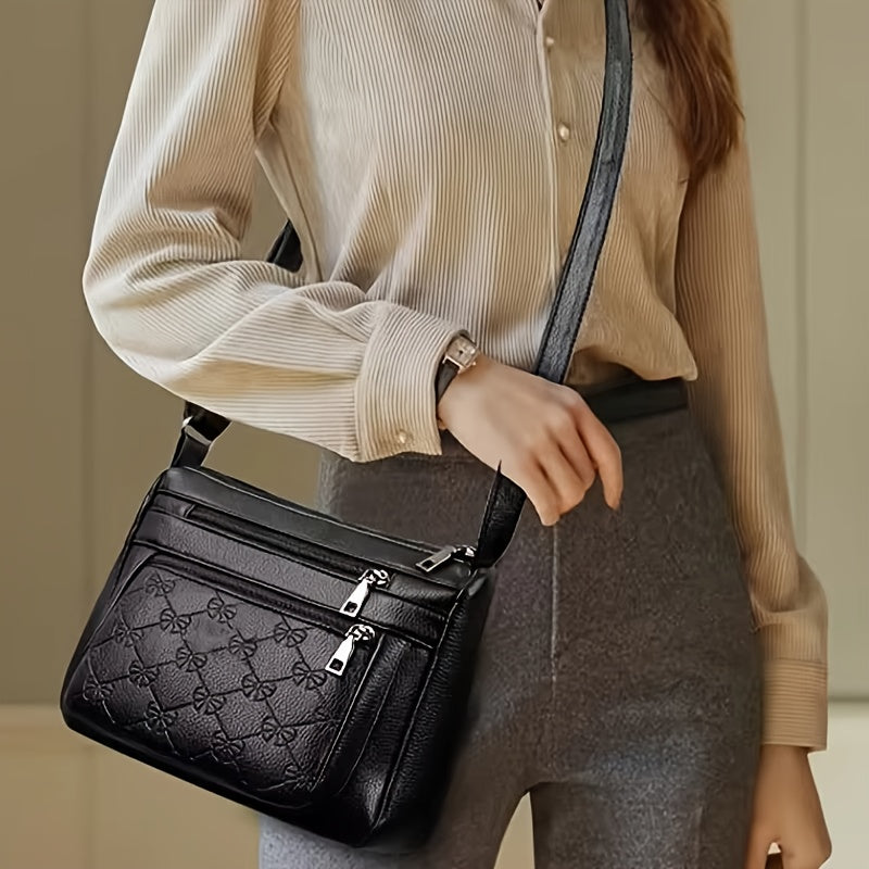 Bolso cruzado cuadrado resistente al agua para mujer negra, ligero, con correa ajustable para oficina y salidas