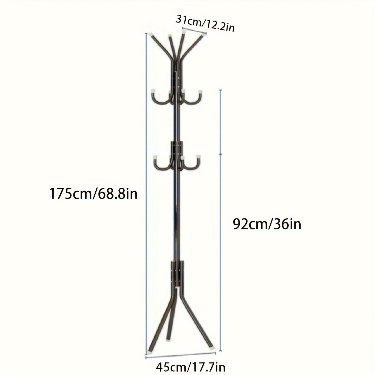 Metal Coat Rack Stand with Multiple Hooks, Modern Iron Hall Tree for Clothes and Handbags