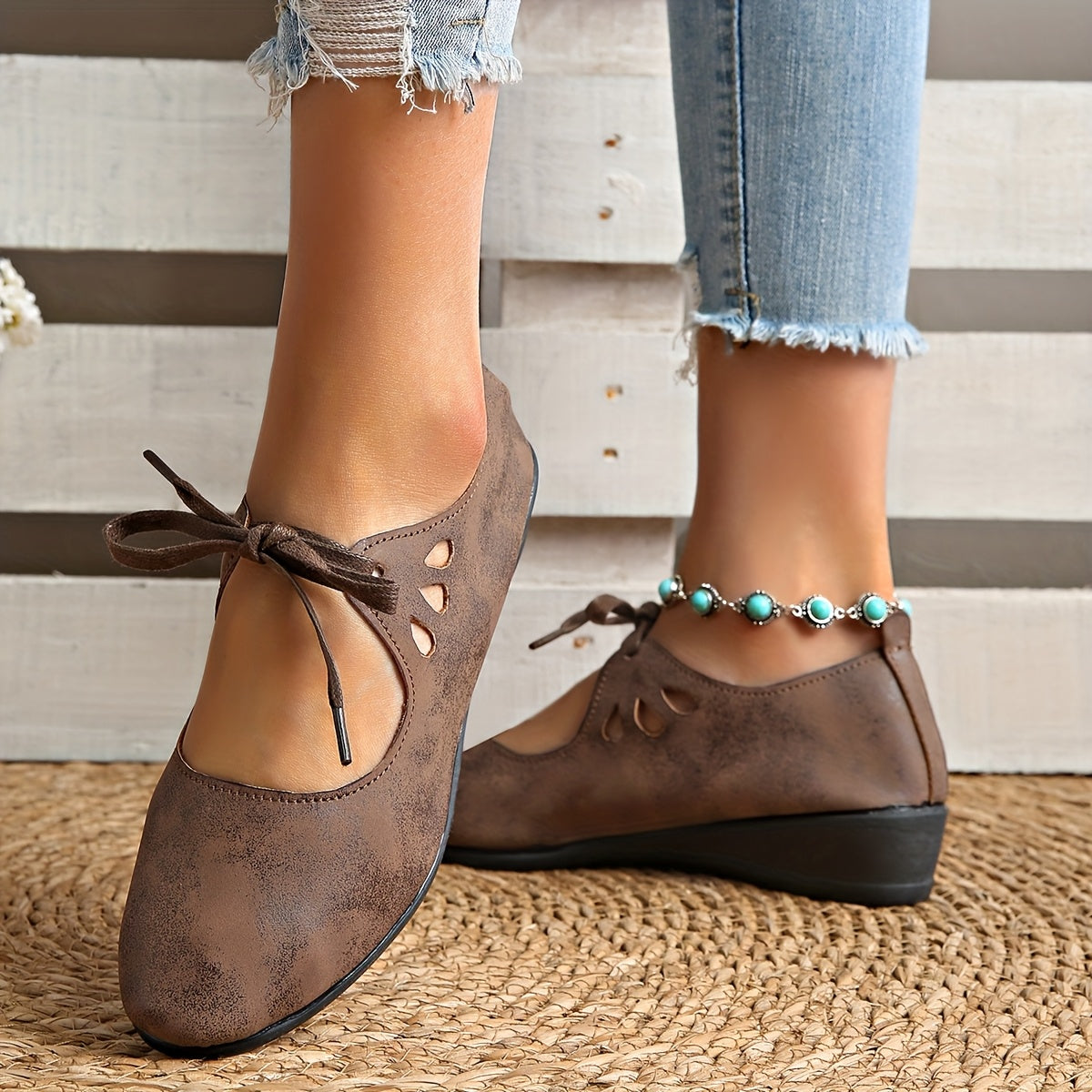 Women's Flat Shoes Lace-Up Mary Jane Vintage Casual Shoes