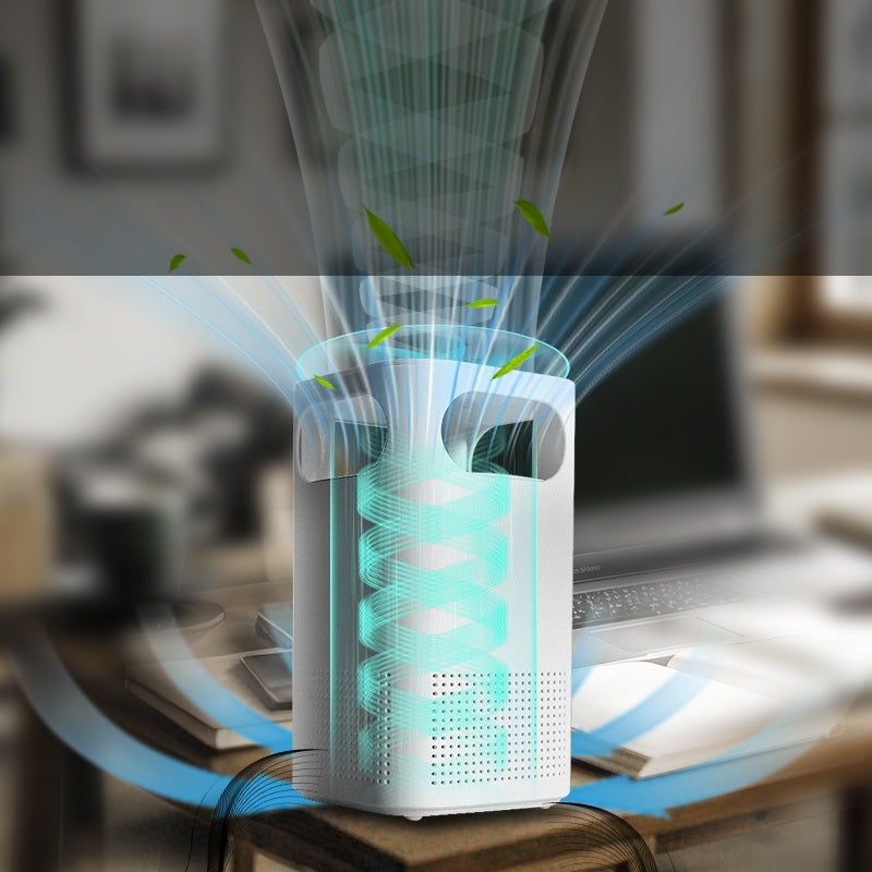 Air Purifier Desk Fan with 3-Speed, Odor Elimination, Ventilation Modes