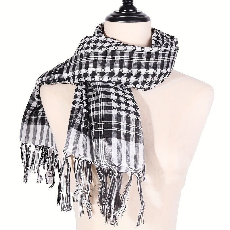 Striped Knitted Polyester Keffiyeh Scarf for Men and Women Casual Wrap