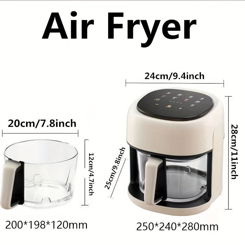 Touch Screen Air Fryer 4.5L Capacity High Borosilicate Glass Basket 1350W