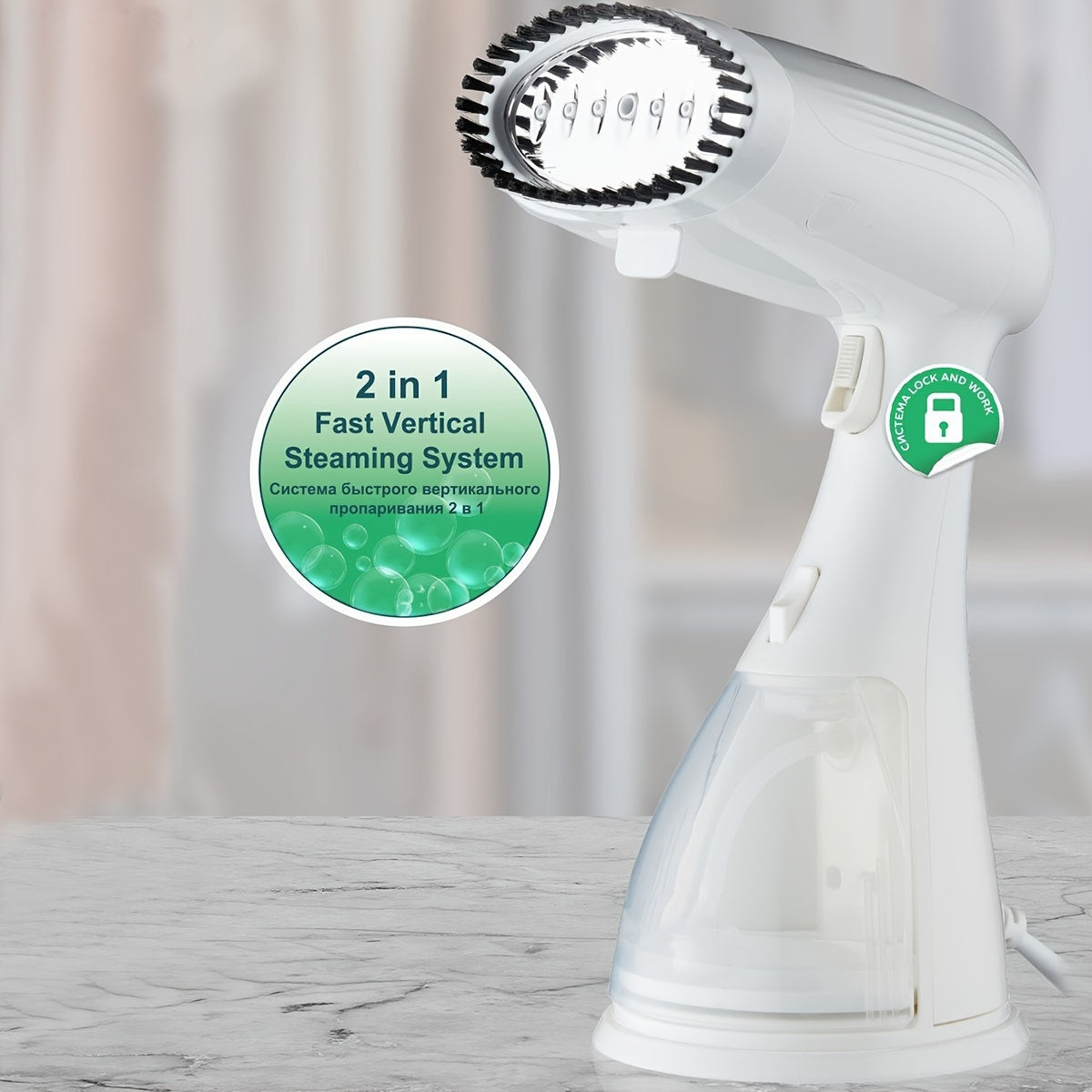 Vaporizador de mano portátil con colgador de 1500W y depósito de agua, removedor de arrugas