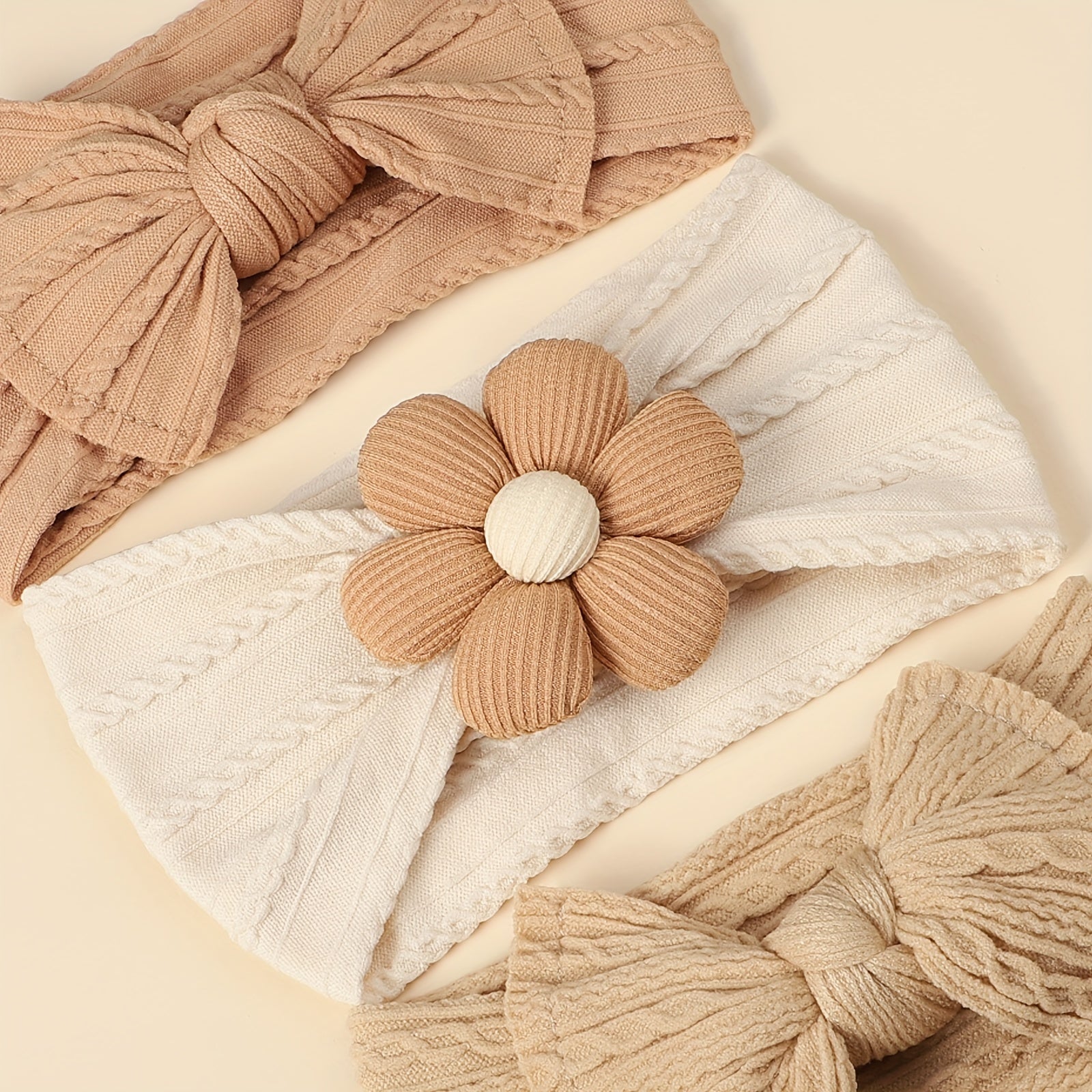 Qizlar va o'g'il bolalar uchun 3 ta yumshoq naylon bosh bog'ichlari, yoqimli gullar dizayni, retro uslub, barcha mavsumlar va soch bog'ichlari uchun mukammal, JRALON.