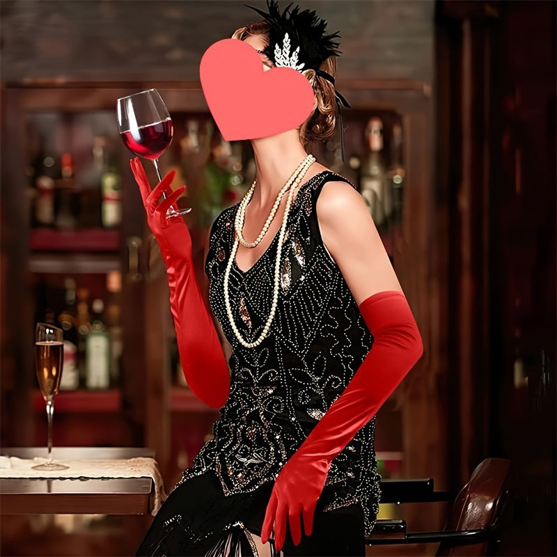 Set of 4 Satin Gloves for Women Wedding Party Costume Accessories