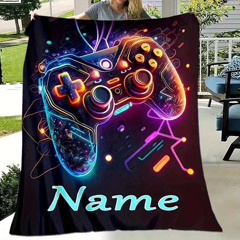 Personalized Custom Gaming Controller Print Blanket Cozy Warm Couch Bed Travel Camping Living Room Office Machine Washable