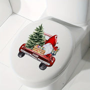 Christmas Gnome Toilet Wall Decal Waterproof PVC Bathroom Decor Santa Claus Holiday Sticker