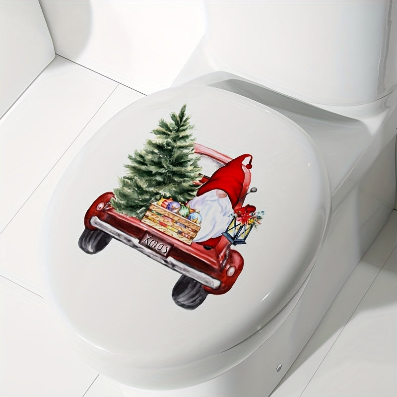 Christmas Gnome Toilet Wall Decal Waterproof PVC Bathroom Decor Santa Claus Holiday Sticker