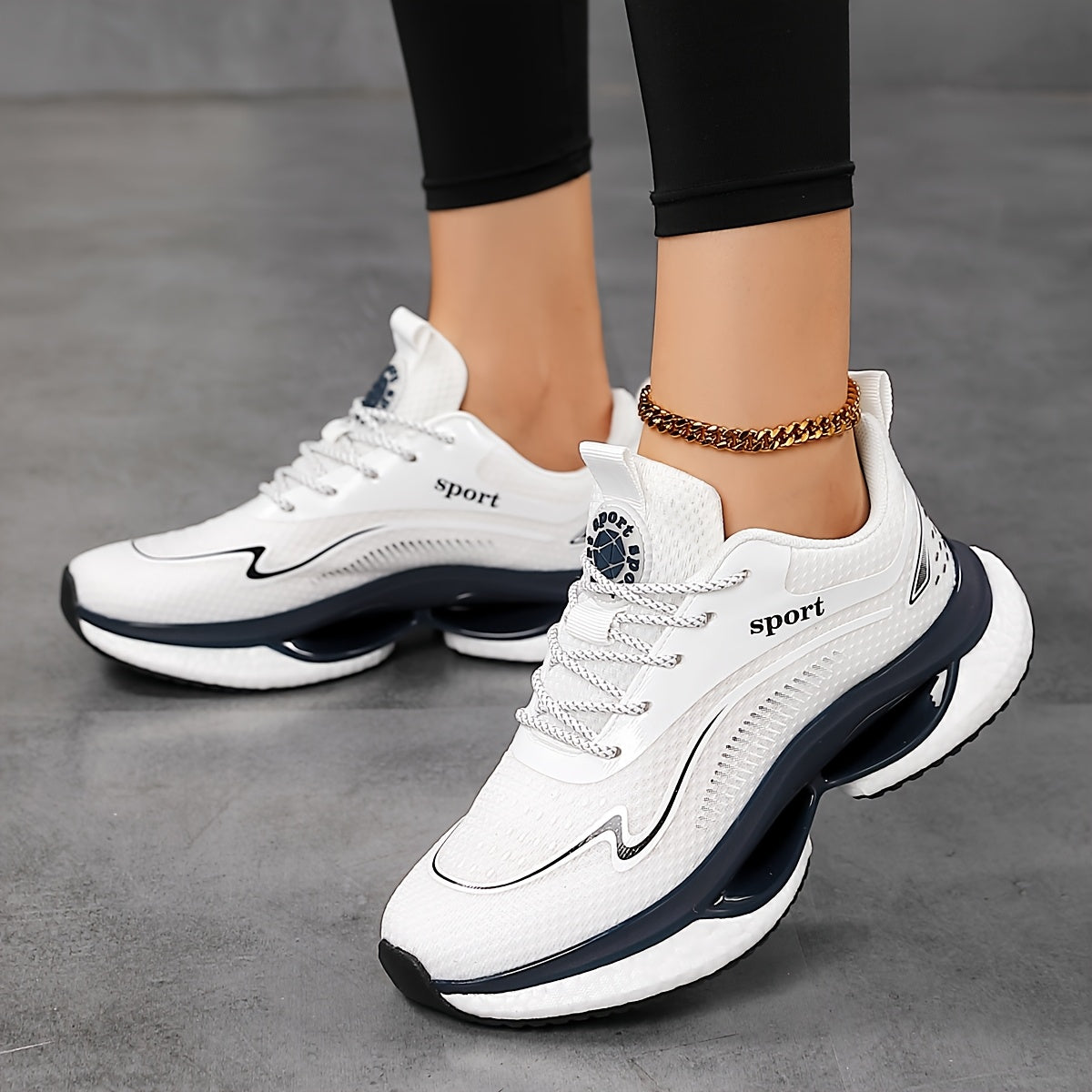 Women's Mesh Athletic Sneakers Lightweight Running Shoes Black White Blue