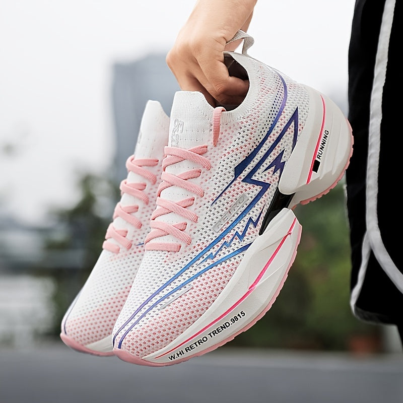 Men's All-Season Breathable Fabric Sneakers with Geometric Letter Print for Casual Running and Skateboarding