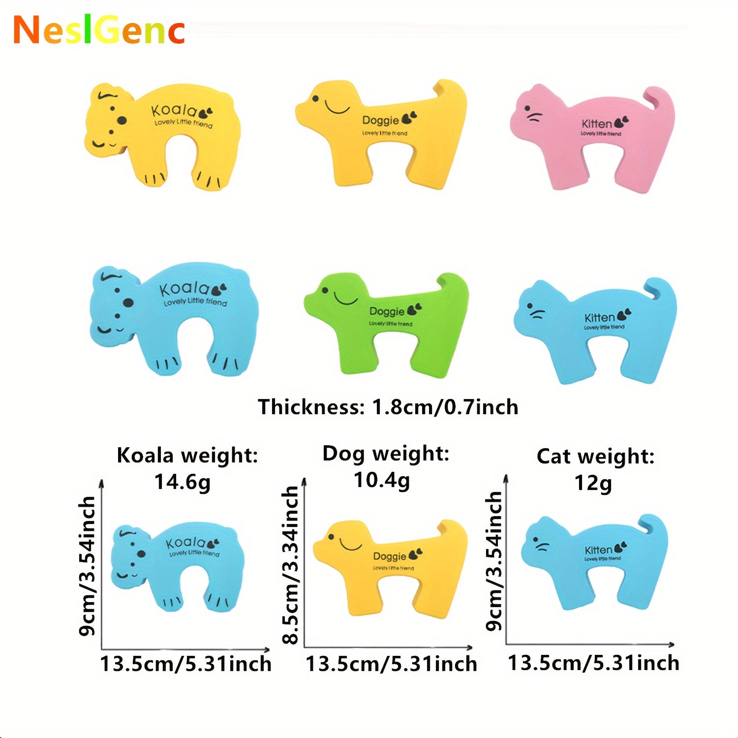 Soft Foam Door Stoppers and Safety Pads with Cartoon Designs for Child Protection