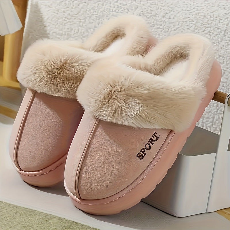Women's Artificial Slippers Soft EVA Sole Plush Indoor Outdoor Shoes Beige