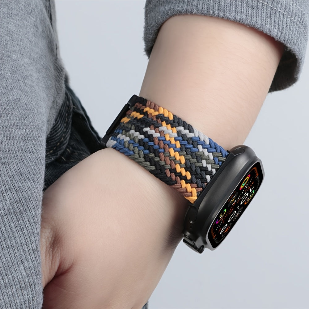 Nylon Braided Sport Wristband for Apple Watch Adjustable Parachute Buckle Compatible with Series 1-10 SE Ultra