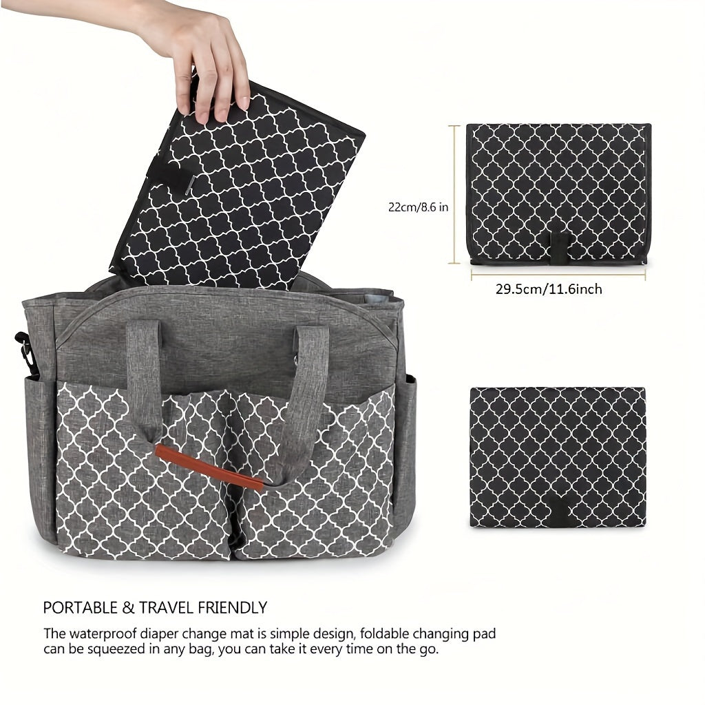 Kids Diaper Changing Pad Waterproof Foldable Travel Mat Gray Polyester