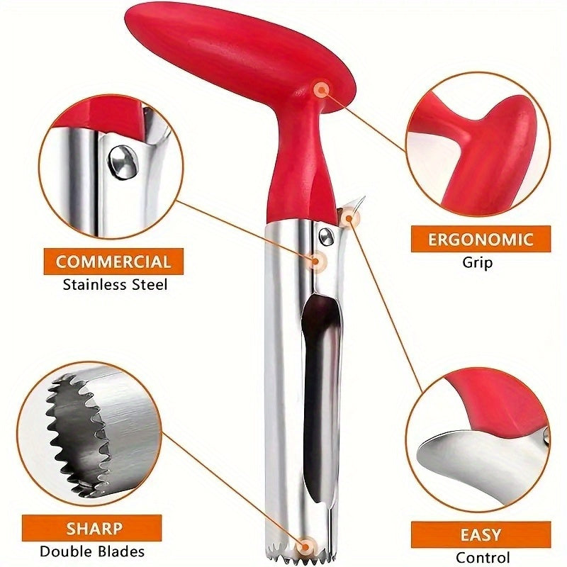 Stainless Steel Apple Corer with Ergonomic Handle for Fruits and Vegetables