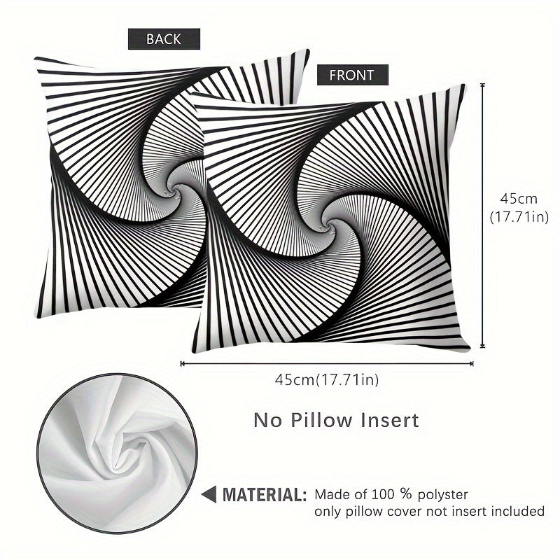 Contemporary Geometric Throw Pillow Cover 44.96x44.96 cm Black White Striped Dotted Grid