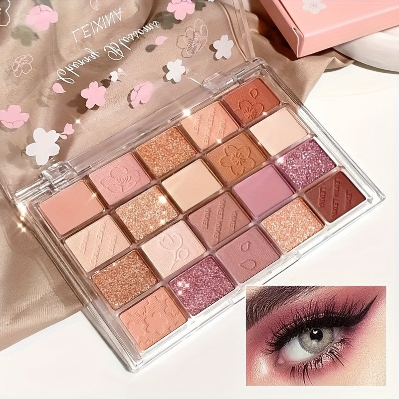 20-Color Eyeshadow Palette for Music Festivals Earthy Brown Tones Matte Shimmery Long-Lasting