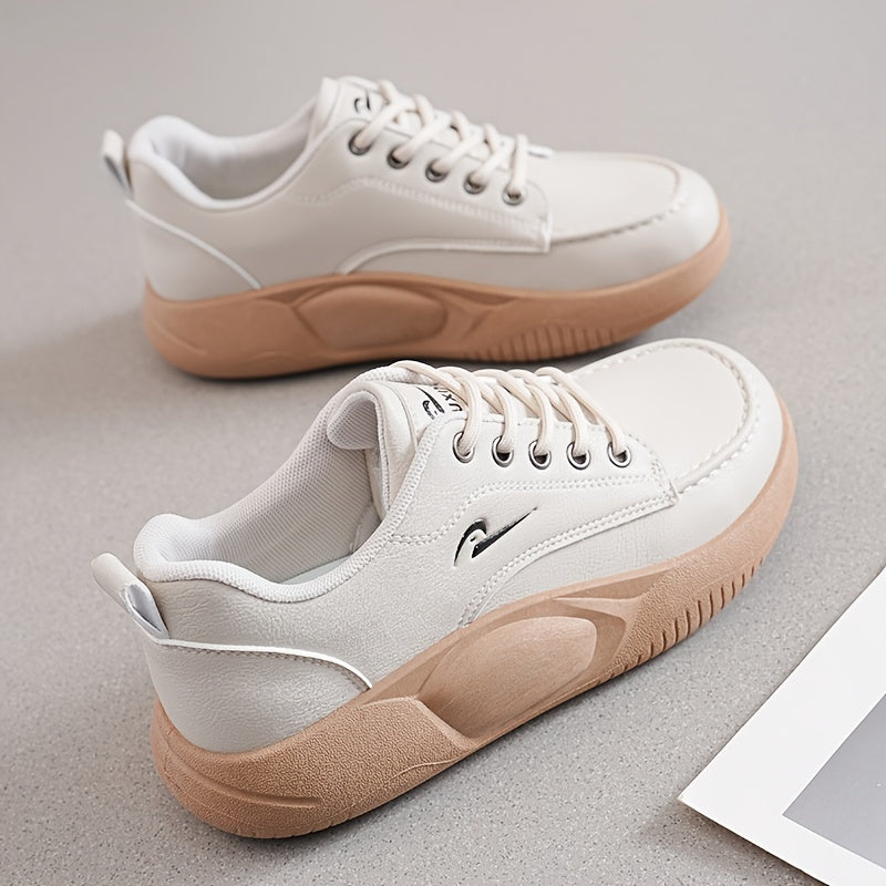 Women's Casual Sneakers Low Top Lace-Up Solid Color Fabric Lined PU Sole