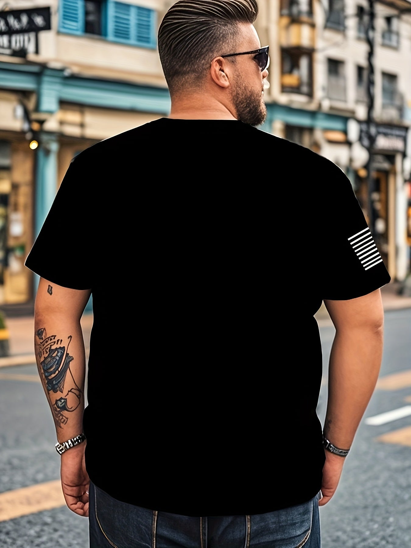 Men's Plus Size USA Print Short Sleeve T-Shirt Polyester Spandex Casual Sports