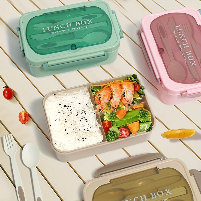 Портативный ланч-бокс с набором посуды, герметичный контейнер для хранения пищи, прочный ПК для работы на природе, пикника