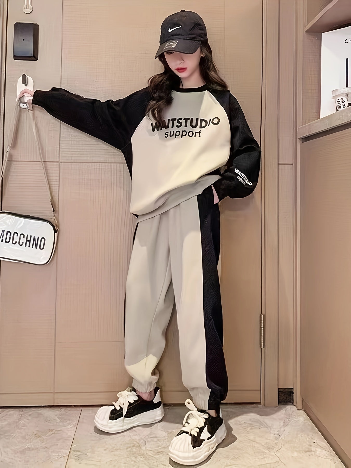 Kids' Cotton Blend 2-Piece Set with Alphabet Pattern, Loose Fit for Boys and Girls