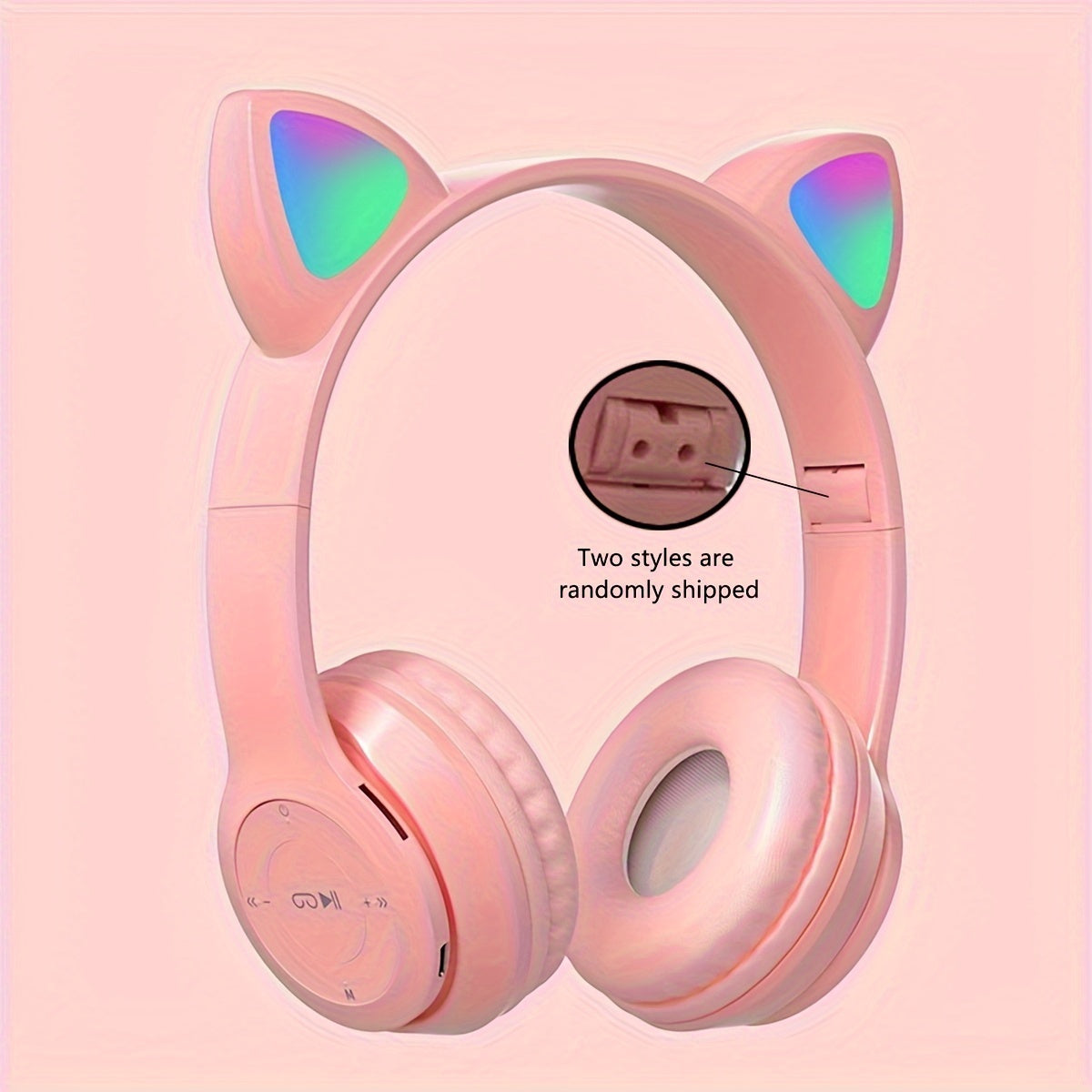 Wireless LED Cat Ear Headphones with Foldable Design Rechargeable Battery Volume Control