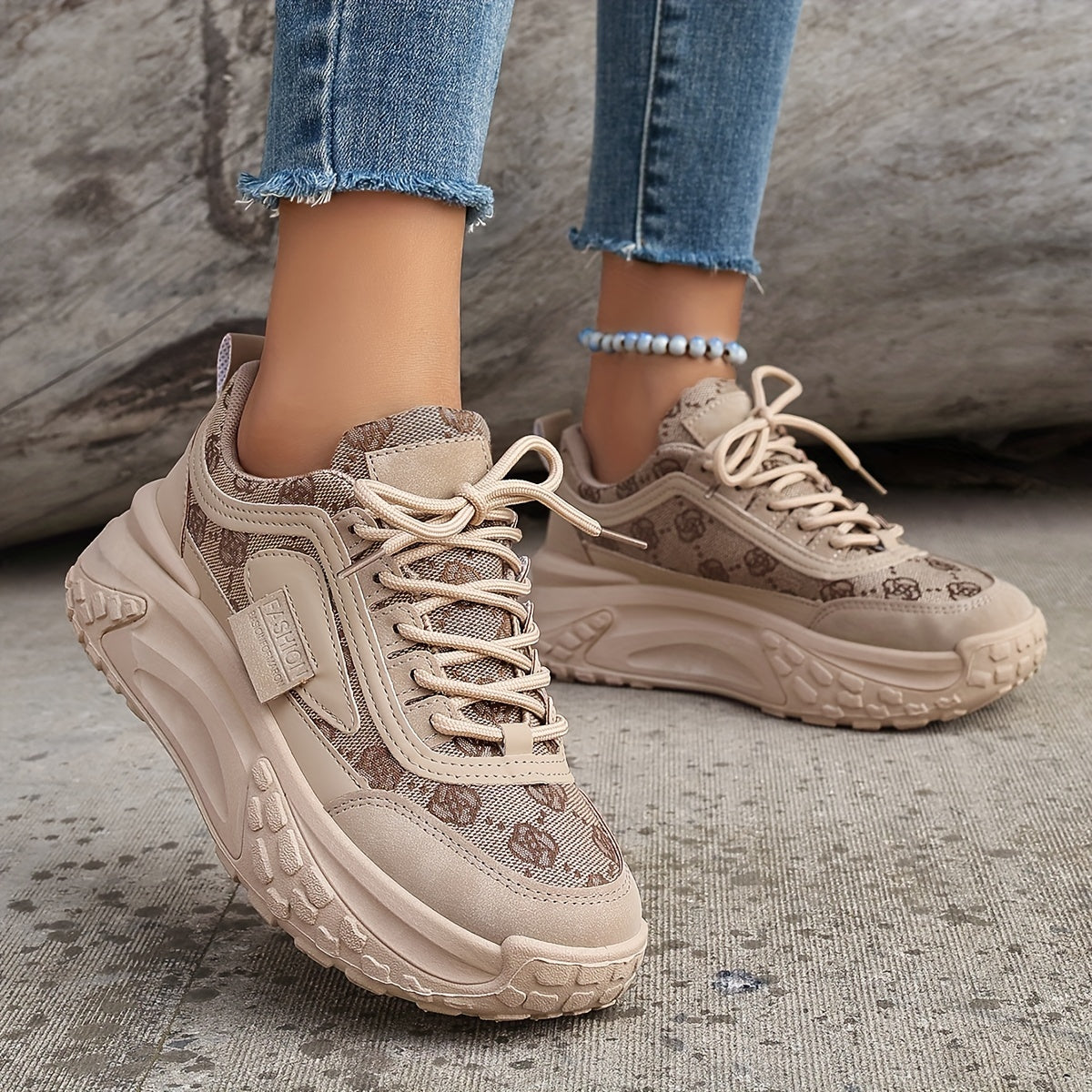 Zapatillas con plataforma de patrón floral para mujer, ligeras y cómodas para caminar
