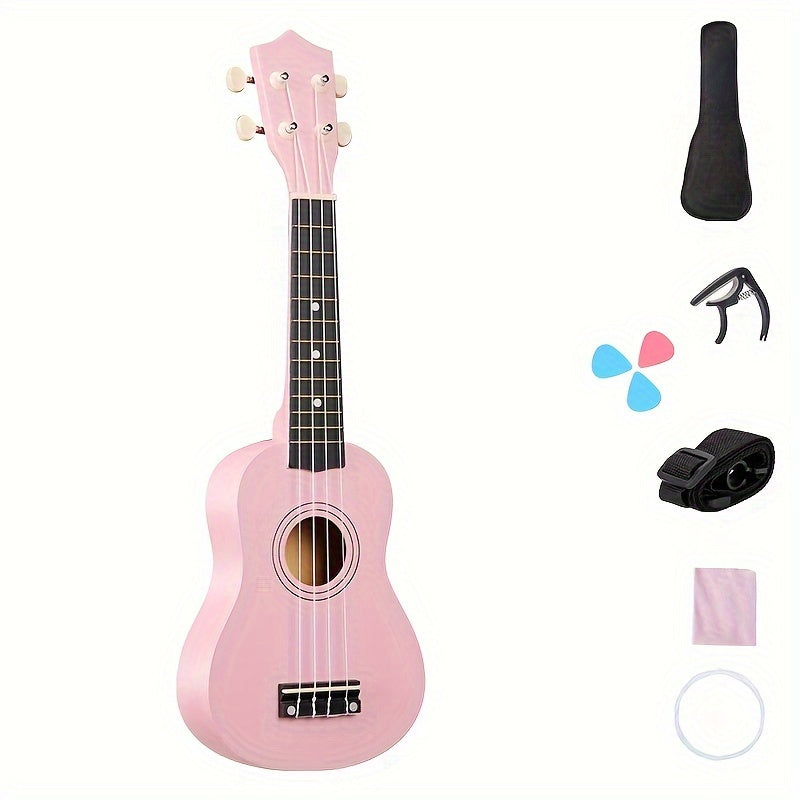 53.34 cm Soprano Basswood Ukulele with Accessories for Beginners