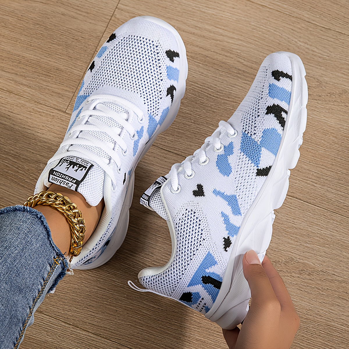 Women's Camouflage Mesh Sneakers Lightweight Slip-Resistant Walking Shoes