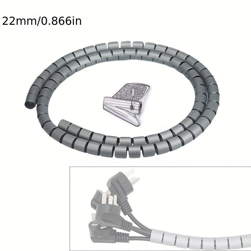 Spiral Cable Organizer 4.98m Flexible Cord Management Tube for Desk Tidy