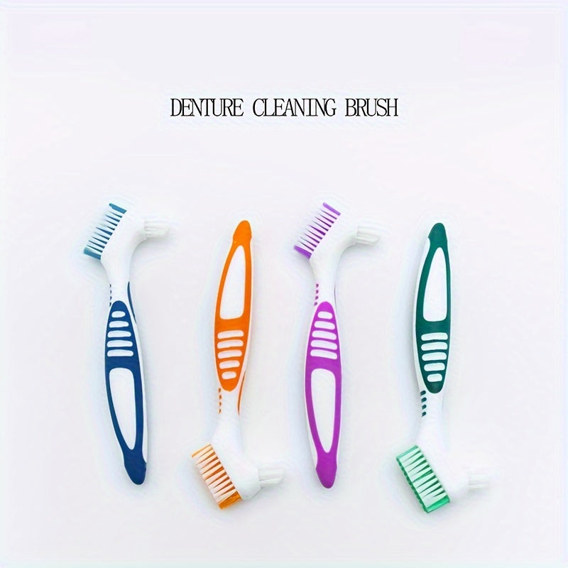 4pcs Denture Cleaning Brush Hard Double-Sided Toothbrush for Dentures Bridges