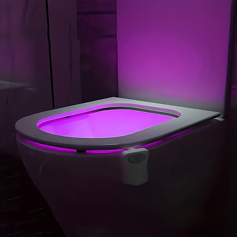 Motion-Sensing LED Toilet Light with 16 Colors Battery Powered Easy to Install Energy Efficient