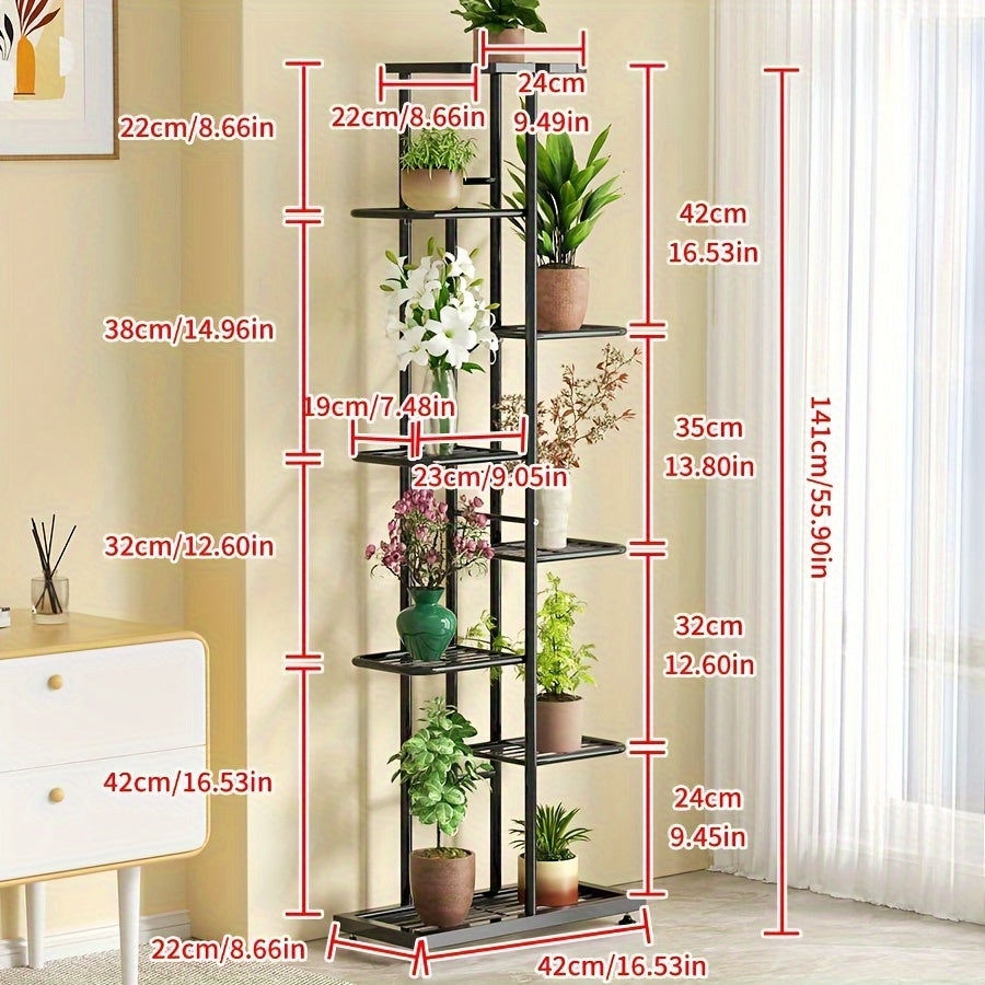 Черная металлическая подставка для растений 4/5/6/7/8 ярусов, для использования внутри и снаружи, держатель для цветочных горшков, прочная полка
