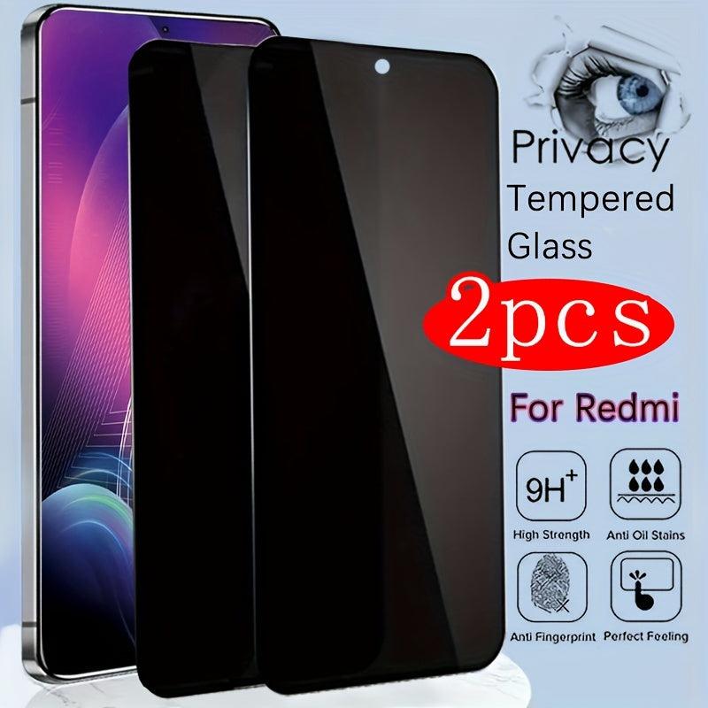 2 шт. Защитное стекло для конфиденциальности для телефонов Redmi Note, закаленное стекло, анти-сквозняк, антиотпечаток пальца
