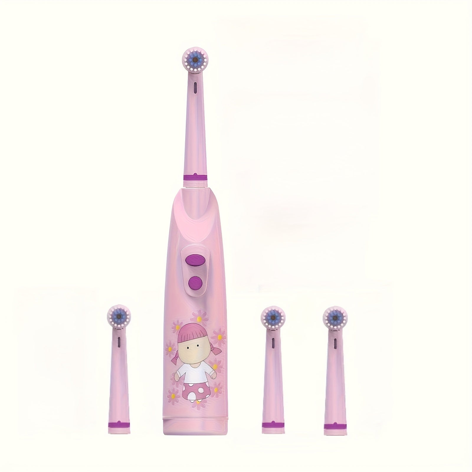 Kids Pink Electric Toothbrush Soft Nylon Bristles for Ages 3+ Battery-Powered