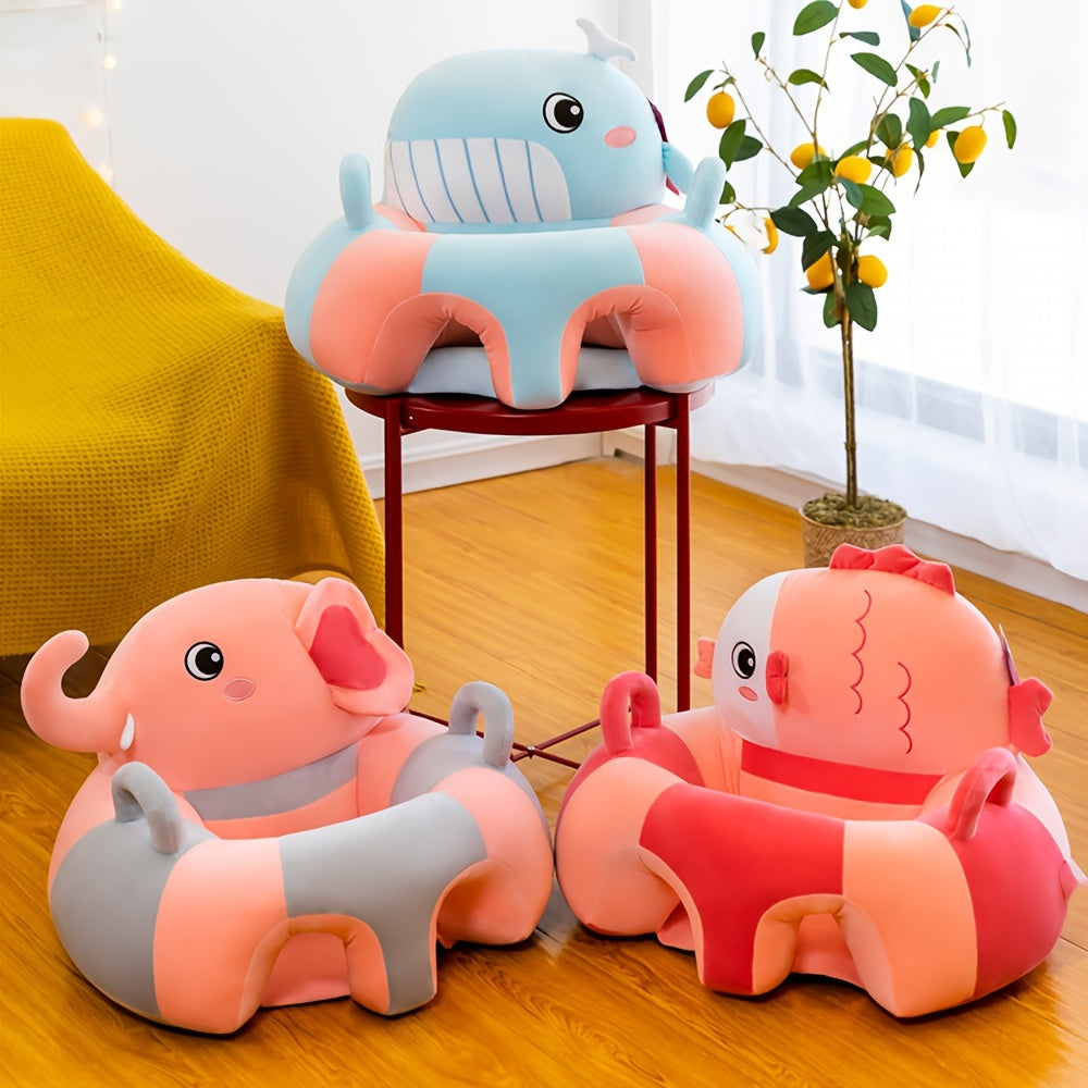Kids' Animal-Shaped Learning Chair Plush Floor Seat for Posture and Hip Growth Ages 4 Months to 14 Years Orange Grey Pink Blue