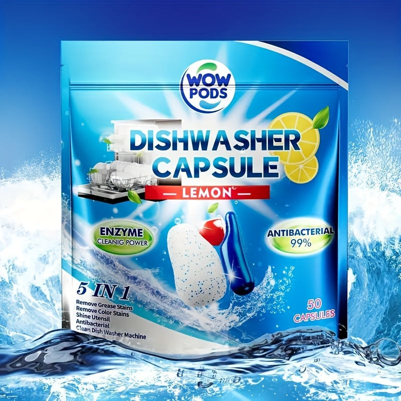 Cápsulas para lavavajillas líquido todo en uno, poder de limpieza triple acción para grasa y manchas