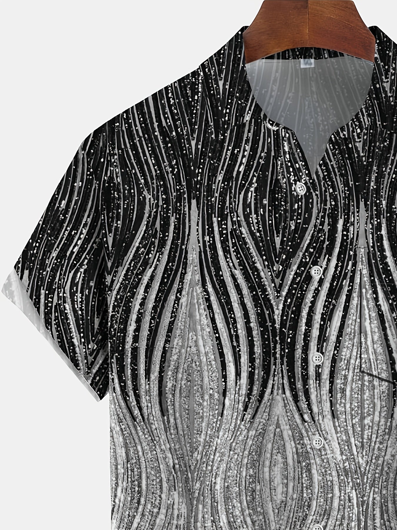 Men's Summer Vintage Ombre Gradient Print Woven Short Sleeve Shirt