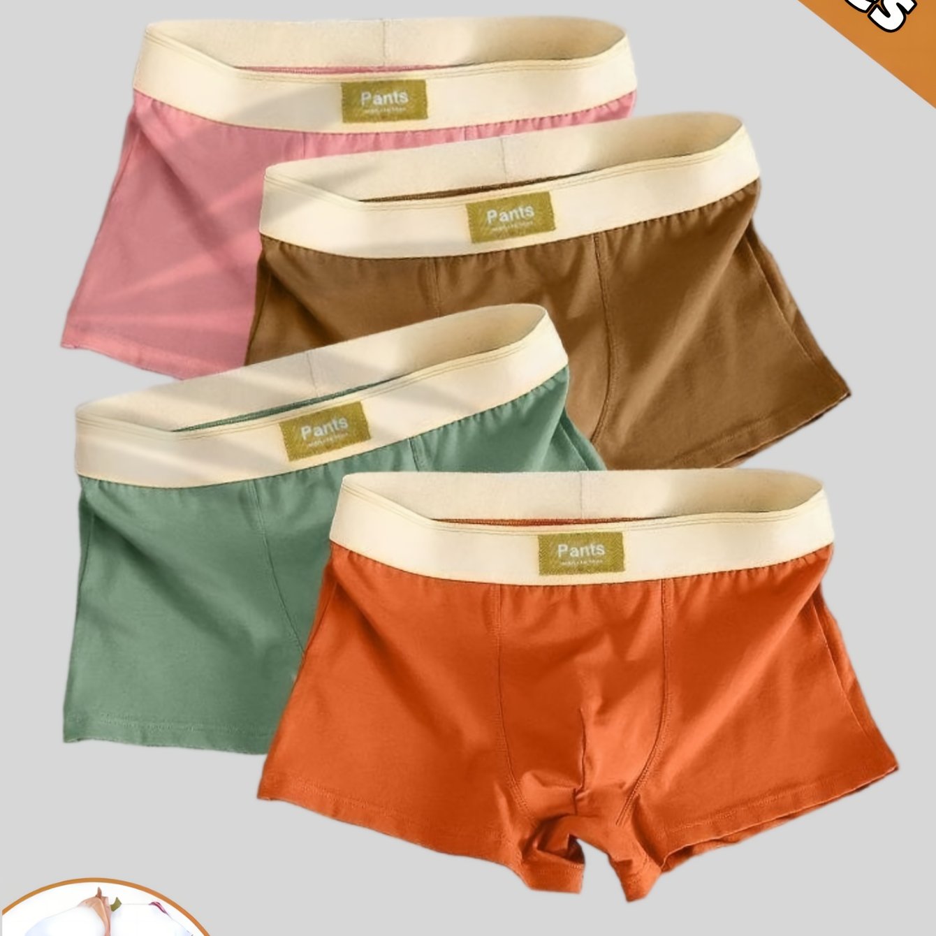 Men's Cotton Boxer Briefs Breathable Stretch Comfortable for Sports and Daily Wear