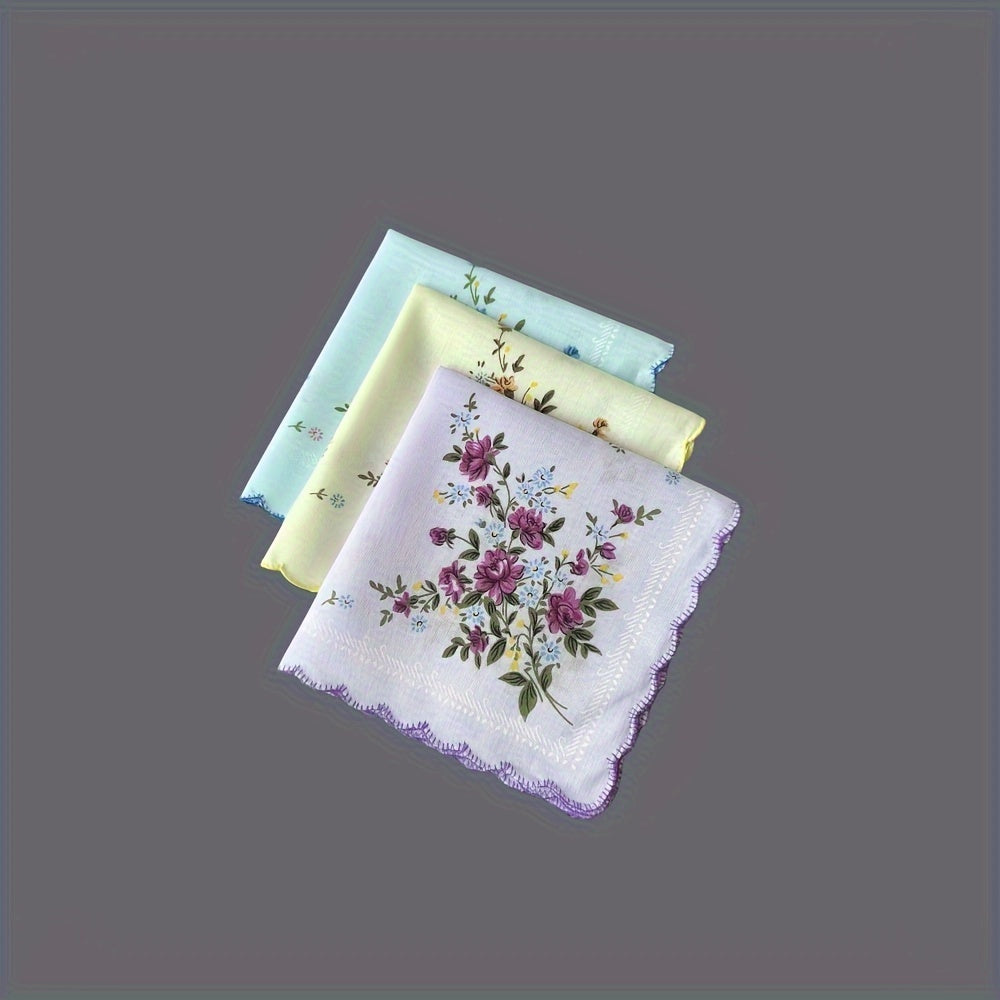 Women's Handkerchief Set of 6 Retro Style Printed Cotton 29.46cm