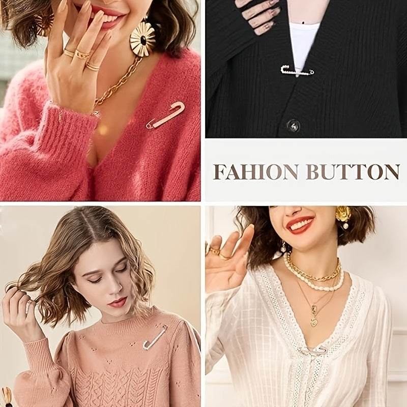 Oltin va kumushda faux kristal va marjon aksessuarlari bilan to'rt ta chiroyli alloy kvadrat brosh pinlar to'plami