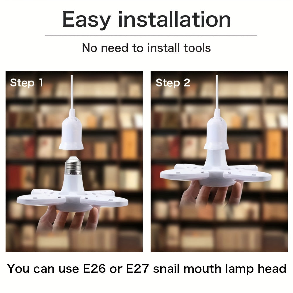 Small LED Folding Lamp with Four-Leaf Design 28W Bright Indoor Garage Lighting Adjustable Color Temperature