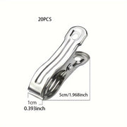 Juego de 20 pinzas de ropa de acero inoxidable clips de metal fuertes para lavandería toallas ropa de cama