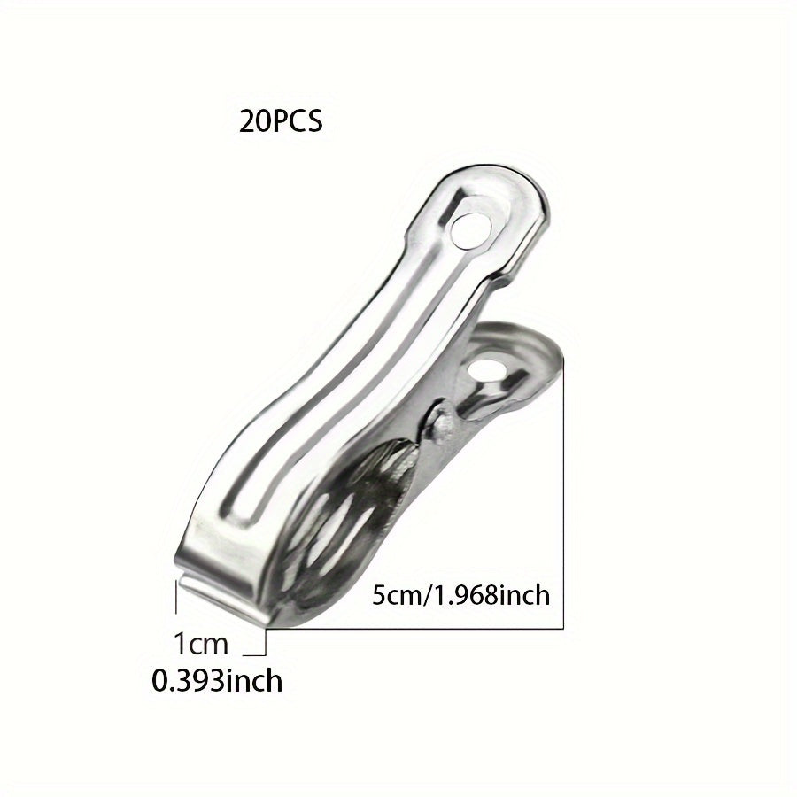 Set of 20 Stainless Steel Clothespins Strong Metal Clips for Laundry Towels Bedding